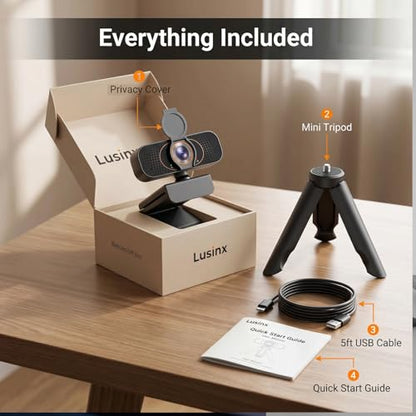 1080P USB Webcam for PC with Microphone Privacy Cover & Tripod | Plug and Play, No drivers; Clear Video Auto Lighting; Noise Canceling Audio; Universal Clamp Mount; Works with Zoom and Teams - style: Minimalist