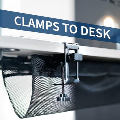 VIVO No Drill Clamp-on 44 inch Mesh Net Under Desk Cable Management Wire Organizer, Adjustable Home Office Standing Desk Cord Storage Sleeve, Black, DESK-AC44MH - size: 44"