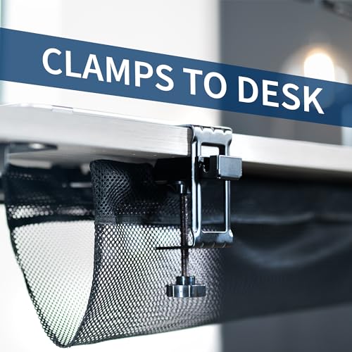 VIVO No Drill Clamp-on 44 inch Mesh Net Under Desk Cable Management Wire Organizer, Adjustable Home Office Standing Desk Cord Storage Sleeve, Black, DESK-AC44MH - size: 44"