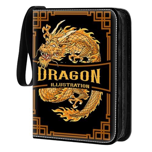 Card Binder 400 Pockets, 50 Sleeves Large Binder Trading Cards Holder 4 Pocket, Storage Organizer, Album Folder Case Protector Collector Gift Golden Chinese Illustration Brown - color: Golden Chinese Illustration Brown, size: 4 Pocket