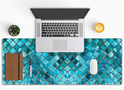 Desk Mat Large Mouse Pad, Turquoise Blue Aesthetic XL Mouse Pad Extended Full Desk Gaming Mousepad XL Long Keyboard Mouse Mat Desk Pad 31.5''X11.8'' Desk Accessories for Women Men - color: Turquoise Blue