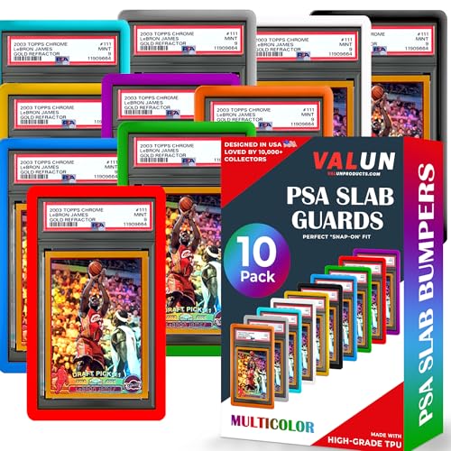 VALUN 10 Pack Slab Guards Fits PSA Slabs - PSA Slab Guard Hard TPU PSA Slab Protector for Graded Cards – PSA Slab Bumper Guard for graded slabs – Slab Protector for PSA Cards - color: (10) Classic Edition