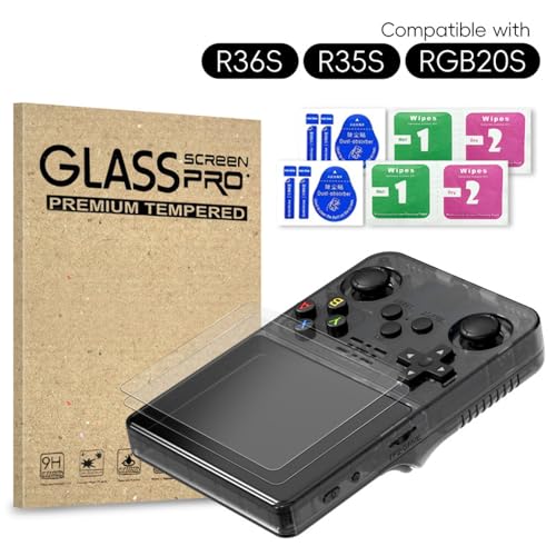 Hesupy Storage Case with 2PCS Protective Film for R36S/R35S/RGB20S Handheld Game Console, Travel Carrying Bag Hard EVA Protective Cover Organizer with 2 Keycaps (Purple Set) - color: Purple Set