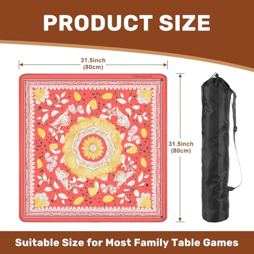 Mahjong Mat 31.5" x 31.5" Floral Mandala Design Bright Yellow Red Patterns Non-Slip Noise Reduction Mahjong Tiles Table Cover for Dominoes Poker Card Board and Tile Games - color: Color14