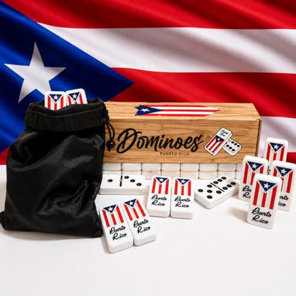 Puerto Rico Double Six Dominoes Set - Premium Quality, Cultural Heritage, 28 Tiles No Box Comes with Travel Bag Puerto Rican Adult Size Domino Set