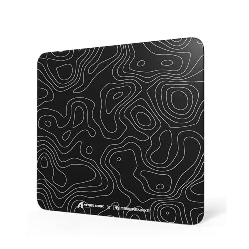 Attack Shark CM05 Contour Glass Gaming Mousepad,Nano-Micro-Etched Texture,Smooth Glass Surface,High Accuracy,Fast-Moving,Anti-Scratch,PU Leather Super Non-Slip Base,Large Size(450×400mm),Black contour - color: Black contour, size: 17.7L x 15.7W inches