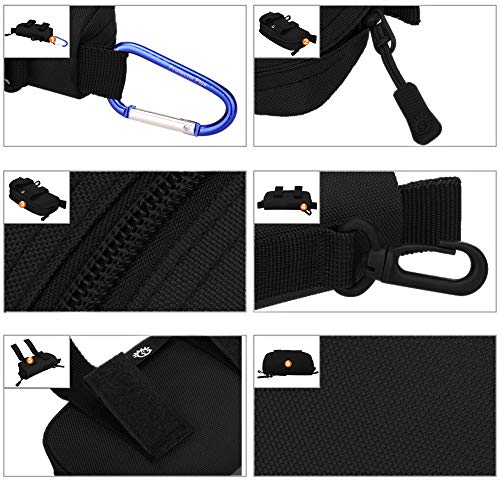 HUNTVP Tactical Eyeglasses Hard Case Molle Zipper Sunglasses Carrying Case Nylon with Clip - color: Black