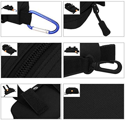 HUNTVP Tactical Eyeglasses Hard Case Molle Zipper Sunglasses Carrying Case Nylon with Clip - color: Black