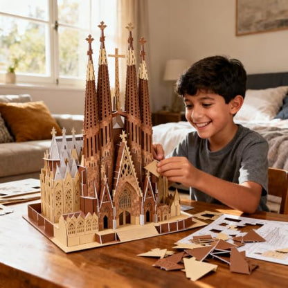 Architecture World Famous of 3D Puzzle.Build Your Own Collection of 17 Global Landmarks (Notre Dame, Colosseum) - Educational DIY Model Kit for Kids & Adults. (La Sagrada Família) - color: La Sagrada Família