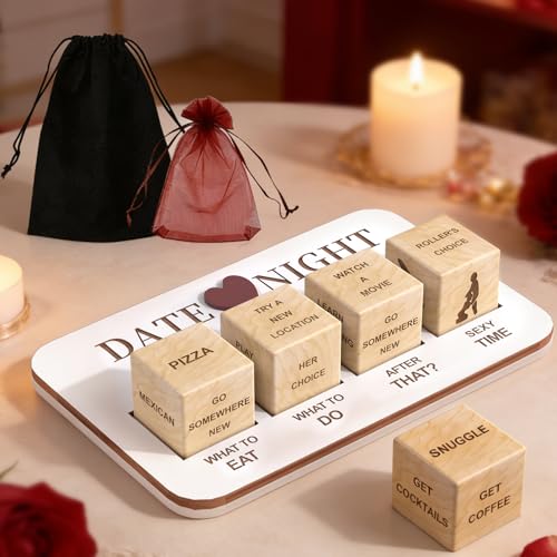 Valentines Day Gifts for Him Her Men Women,Couples Dice Game, Mens Valentines Day Gifts, Date Night Dice Game for Adults, Romantic Anniversary Date Night Ideas for Boyfriend Husband Wife - color: 5pcs Wooden Dice