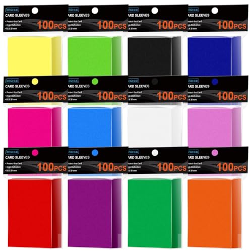 MEQHUO 1200 Count Card Sleeves, 12 Colors 66X91mm Perfect Fit MTG Card Sleeves, TCG Sleeves, Soft Trading Card Sleeves, Card Protector Sleeves for Sports, Baseball, Football, Collectible Cards - color: 12 Colors