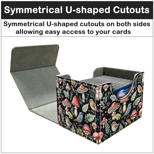 Card Deck Box for MTG Trading Cards with Magnetic Closure,Premium Card Storage Box Case Cover for TCG CCG Magic Cards,Mushroom and Birds - color: Mushroom and Birds