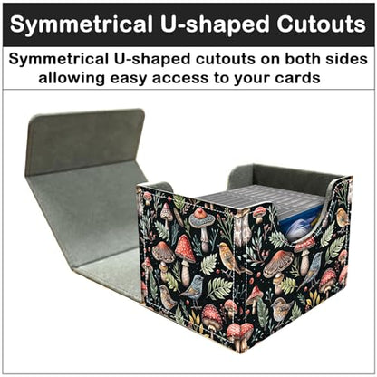 Card Deck Box for MTG Trading Cards with Magnetic Closure,Premium Card Storage Box Case Cover for TCG CCG Magic Cards,Mushroom and Birds - color: Mushroom and Birds