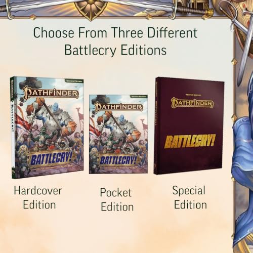 Pathfinder Battlecry! Hardcover, 2 New Classes, War & Combat | Ages 16+, Second Edition Remaster RPG Rulebook, 224 Pages, Tabletop Gaming