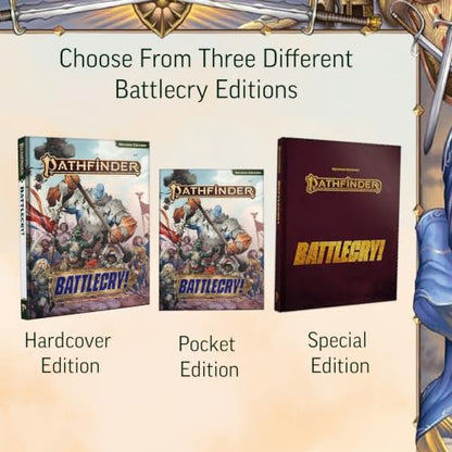 Pathfinder Battlecry! Hardcover, 2 New Classes, War & Combat | Ages 16+, Second Edition Remaster RPG Rulebook, 224 Pages, Tabletop Gaming