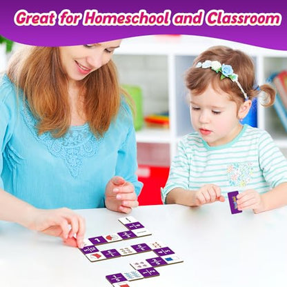 Kasfalci Fraction Dominoes Set,Math Games for Kids,Math Manipulatives,Counting Toys,Learning Games,Preschool Learning Activities,Homeschool Supplies,Kindergarten Classroom Must Haves,1st 2nd 3rd Grade - style: Fraction