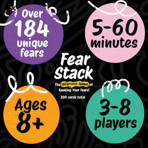 Fear Stack – What Freaks Out Your Friends and Family? A Fun Ranking Game for Adults and Kids | Includes 184 Cards, 4 Whiteboards, and 4 Markers