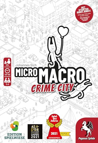 MicroMacro: Crime City - Board Game by Pegasus Spiele 1-4 Players – 15-45 Minutes of Gameplay – for Family Game Night – Kids and Adults Ages 12+ - English Version