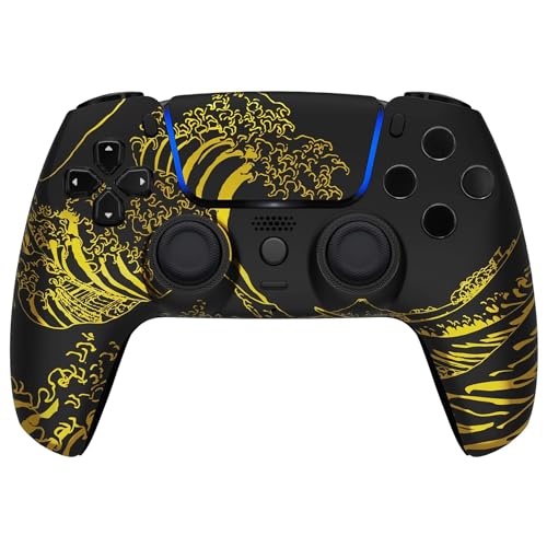 Custom Controllerzz Custom Wireless Controller Compatible with PS5 - Multiple Designs Available (Golden Waves) - color: Golden Waves