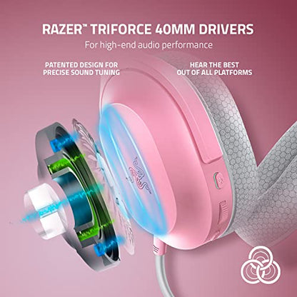 Razer Barracuda X Wireless Gaming & Mobile Headset (PC, PlayStation, Switch 2, Android, iOS): 2.4GHz Wireless + Bluetooth - Lightweight - 40mm Drivers - Detachable Mic - 50 Hr Battery - Quartz Pink - color: Pink, size: Standard, style: Barracuda X
