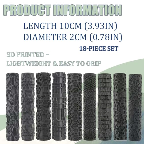 18-Piece Texture Roller Set, Tabletop Terrain Road Pattern Tool | lightweight & durable. Tabletop terrain & miniature ground crafting, DIY accessory for hobbyists. - color: Eighteen styles