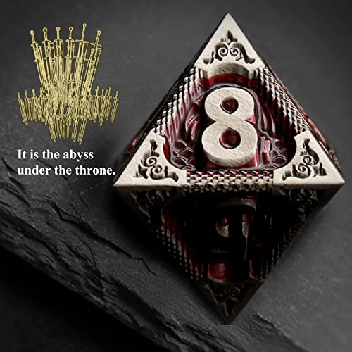 Haxtec DND Dice Set Metal D&D Dice Set with Leather Dice Bag Antique Iron Red Metal Polyhedral Dice Compatible with Dungeons and Dragons TTRPG Gifts - color: Grey Red