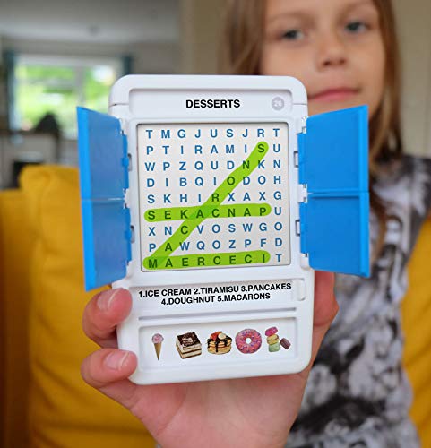 Word Search Travel Game - 100 Puzzles with Picture Clues | 50 Wipe Clean Cards with Slide Reveal case and Pen | Activity, Gift, Stocking Stuffer | for Kids and Adults, Age 6+ - style: Word Search