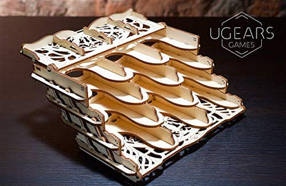 UGears 3D Puzzle for Board Games - Wooden Card Holder for 12 Sets of Playing Cards - Unique Mechanical Devices for Family Tabletop and Role-Playing Games - Wooden Construction Kits for Adults