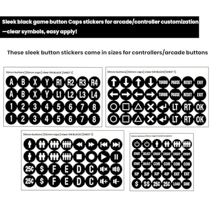 Black Arcade Game Button Stickers 24mm/30mm Die Cut Labels for Arcade Machines and Fight Sticks(Style 1) - color: Black Game Button Stickers* 4pcs