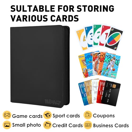 16 Pocket Card Binder,1280 Pockets Ringless Trading Card Binder,Premium Zipper Card Album Folder for TCG,MTG,Game&Sports Cards(BLACK)