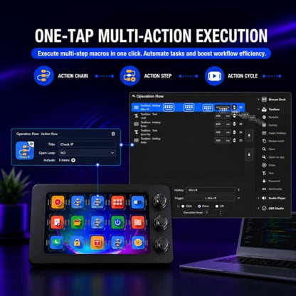 Stream Controller Deck for PC Work,Live Stream and Video Editing | Smooth Magnetic Keys,Customizable Background,Visually Pleasing Macro Keypad,Trigger Actions for OBS/Twitch/YouTube(M3 Black) - color: Black