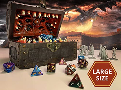 Galdor's Guild Mimic Chest Dice Storage Box | Holds 6 Polyhedral Sets (Lrg) | Galdor's Guild Mimic Chest Dice Storage Box | Compatible with Dungeons & Dragons Players, Dungeon Master/DM RPG Gaming(Large) - size: Large