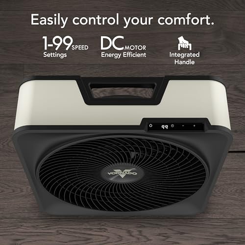 Vornado Model 80X High Velocity Box Fan, 20 Inch, Digital Display, Timer | Kick Stand, Removable Grille, Variable Speed Control, Floor Fan for Bedroom, Targeted Cooling Fan, Cool Gray - size: Model 80X