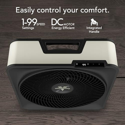 Vornado Model 80X High Velocity Box Fan, 20 Inch, Digital Display, Timer | Kick Stand, Removable Grille, Variable Speed Control, Floor Fan for Bedroom, Targeted Cooling Fan, Cool Gray - size: Model 80X