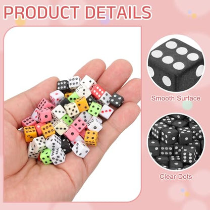 uxcell 300Pcs Mini Dice, 8mm/0.31" Acrylic Tiny Six Side Game Dot Square Dice Bulk for Table Board Game Party Activities, Black/White - color: Black/White, size: 8mm/0.31"