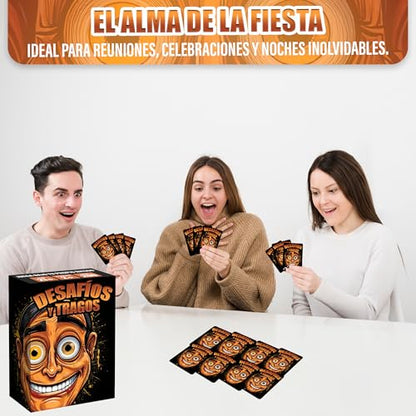 Desafíos y Tragos – Juego de cartas para adultos | Juegos de mesa en español con Alcohol | Drinking Game para Fiestas, Bachelorette, parejas, cumpleaños | Tragos y retos Latinos Divertidos