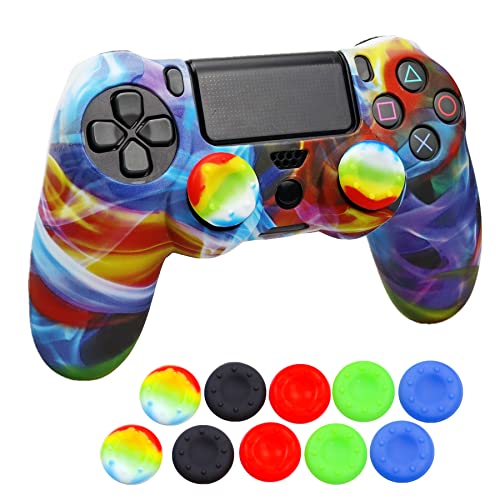Skin for Ps4 Controller, 1pc Anti-Slip Shell Cover Case with 10 Joystick Grips Silicone Cover Sticker for PlayStation 4 Controller(PS4 Controller #15) - color: PS4 controller #15