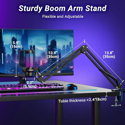 TONOR 붐 암이 있는 게이밍 마이크 세트, 콘텐츠 제작자용 보컬 콘덴서 마이크, 스탠드가 있는 PC용 USB 마이크, RGB, 탭 음소거, 게인 컨트롤, 게임 장비, 트위치, 스트리밍, TC310+ | 붐 암 세트, 제어 가능한 조명이 있는 USB 마이크, 원 탭 음소거, 볼륨 컨트롤, 디스코드, 트위치 스트리밍, 블랙, TC310+ - style: 붐 암이 있는 RGB 마이크