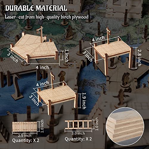 CZYY DND Dock Expansion Set, 7 Modular Terrain Pieces | Build Bridges, Piers & Walkways, Modular 1 in Grid, Unfinished Paintable Birch Plywood, For Tabletop RPGs - style: style2