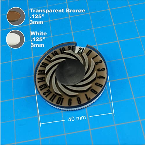 LITKO Life Counter Dial 0-21 | Compatible with MTG & D&D | Bronze (65) | Single 40mm round | Transparent, laser-engraved Spiral pattern | Tracks HP, health & resources | No assembly, ready to use - color: Transparent Bronze