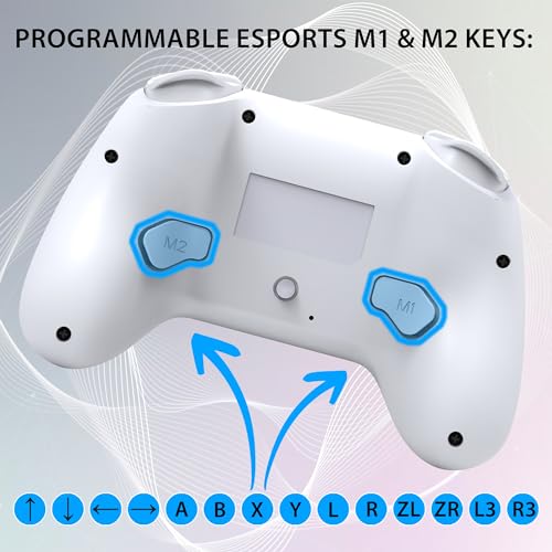 SUBSONIC Switch and Switch 2 Wireless Controller - LED Pro controller White | Pro Controller Gamepad for Nintendo Switch 2 and Nintendo Switch, Ergonomic, Programmable LED, Vibration Function, Gyroscope - color: White