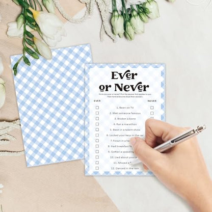 30 Pcs Party Icebreaker Games Set, "Ever" or "Never" Blue plaid, Suitable for Wedding, Birthday Party, Group Gatherings,Deepen Friendships with Friends,Colleagues,Family or Guests,Break the Ice -A01 - color: PB A01