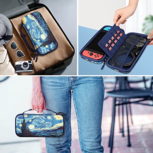 FINTIE Carrying Case for Nintendo Switch / Switch OLED Model (2021) | Portable Travel Storage Bag, Shockproof Protective Cover, 10 Game Card Slots & Inner Pocket, Starry Night - color: starry night