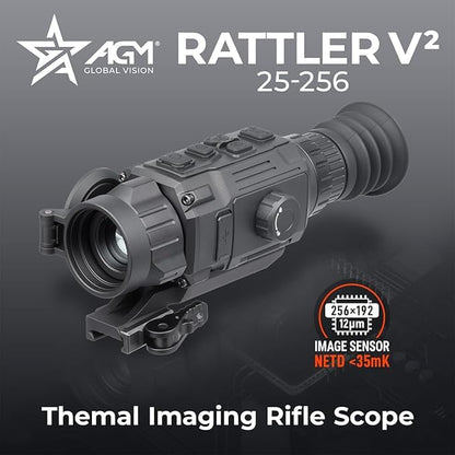 AGM Global Vision Rattler V2 Thermal Imaging Scope for Hunting, High Resolution with High Sensitivity Thermal Optics, Waterproof & Durable, Includes Thermal Targets & Cleaning Cloth - style: 25-256