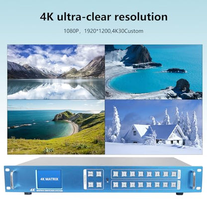 ICUIXIAN 4x4 HDMI Matrix Switch 4K60Hz HDMI2.0 with Web - size: 4x4 Matrix 4K60Hz