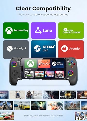 Wireless Phone Controller for iPhone/Android with Hall Joystick, Moblie Controller for iPhone Support Xbox Game Pass, Steam Link, Call of Duty, Roblox, Handheld Gaming Gamepad, Nintendo DS Consoles - color: Black