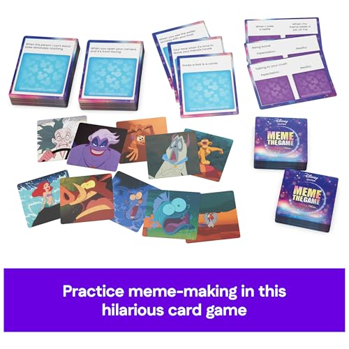 Spin Master Games Disney Meme the Game Card Game | Hilarious Family Caption Contest Game, Pair Disney Scenes with Funny Prompt Cards, For 3-6 Players, Ages 8 & Up - style: Disney Meme Board Game