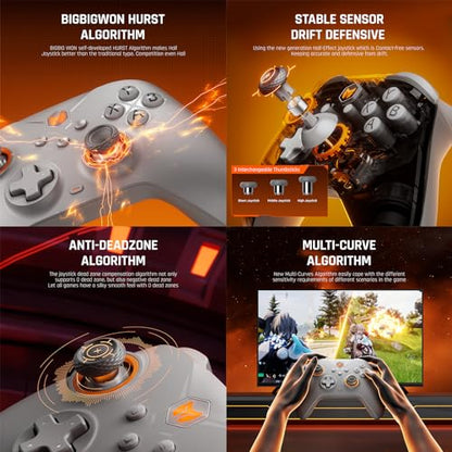 PC Controllers, BIGBIG WON Gale Hall Wireless Controllers, Motion Control, Hall Joysticks&Triggers, 3 Pairs of Thumbsticks, PC App Game Controllers for Switch/Switch2/iOS/Android Wireless Gaming Controller - color: 3.Gale Hall-Grey