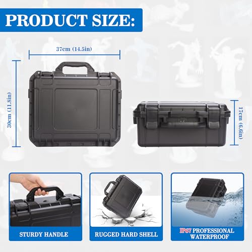 Sturdy Hard Shell Miniature Figure Storage Case with 4 Foam Layer, 116 Slot Miniatures Transport Case Compatible with Warhammer 40k and DND Minis, RPG Miniature Carrying Case