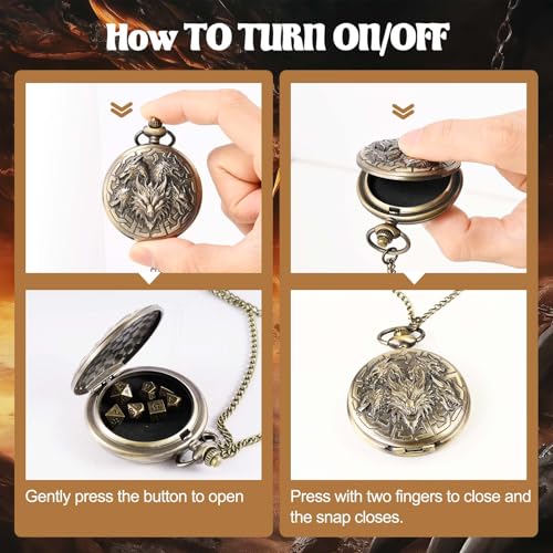 D&D Dice Set,7PCS Metal Dice for Dungeons and Dragons,Mini Dice Set with Pocket Watch Case,Role Playing Board Games Accessories (Dragon, Bronze) - color: Bronze, style: Dragon
